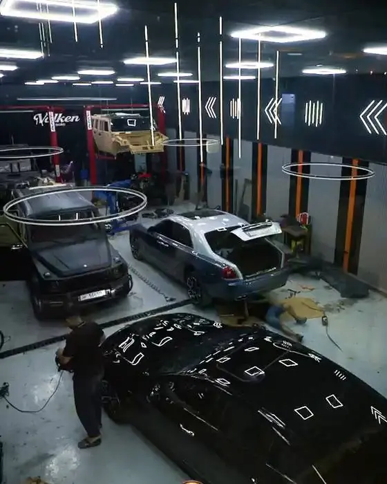 Wide view of the workshop floor